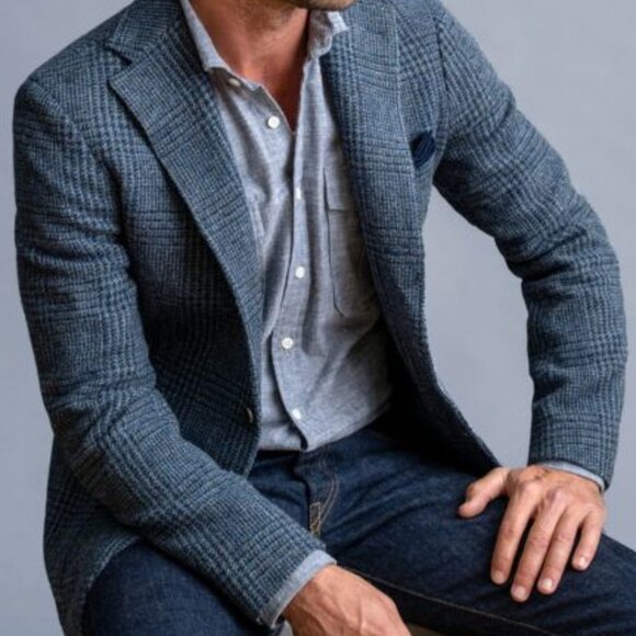 Men's Wool/Silk  Fine Suiting Blazer/Jacket sz 44S - Blue Slate - Picture 2 of 13